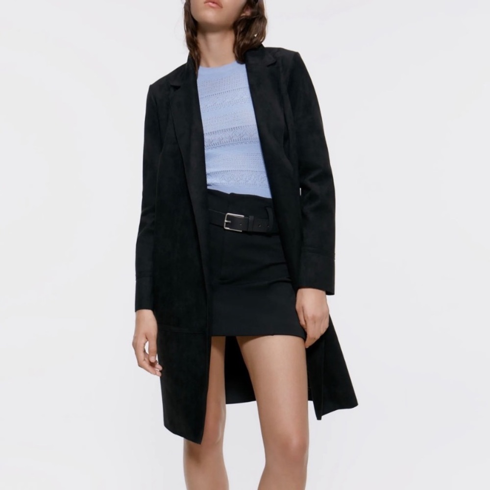 Zara Black Long Blazer Coat